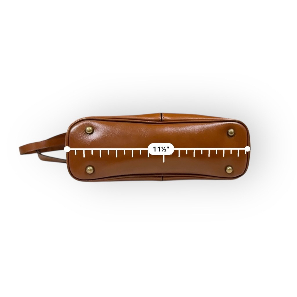 Patricia Nash Larone North South Crossbody Bag Cognac Brown Leather Gold Bar​ - Picture 8 of 11